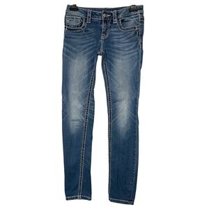 Miss Me Girls Mid Rise Medium Wash Skinny Jeans